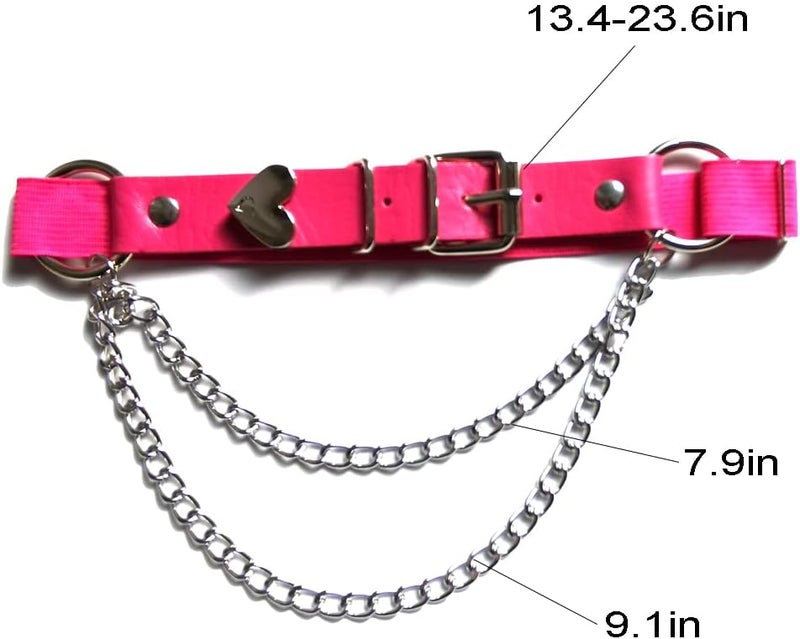 Lockban Adjustable Heart-Shaped Thigh Garter 2 Pieces Punk Leather Garter Belts Leg Garter with Chains Body Accessories - Image 5
